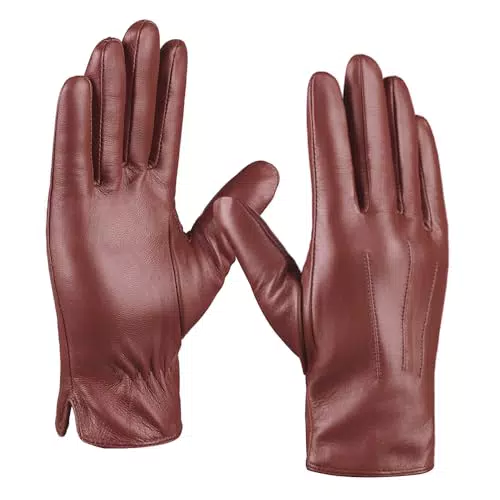 MGGMOKAY Herren Lederhandschuhe Touchscreen mit Kaschmir-Futter