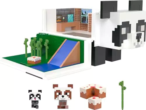 Minecraft Mob Head Minis Panda Spielhaus mit Wasserrutsche und Bambusgarten