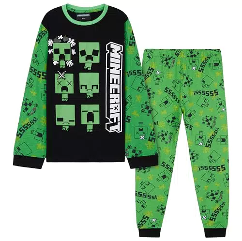 Minecraft Schlafanzug Kinder aus Baumwolle, Creeper Design für Jungen