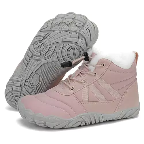 Mishansha Barfußschuhe Kinder Winterstiefel Gefüttert Wasserdicht