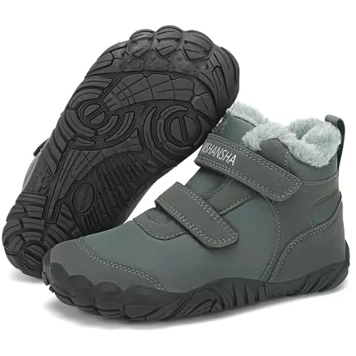 Mishansha Barfußschuhe Kinder Winterschuhe Mädchen mit Plüschfutter Rutschfest