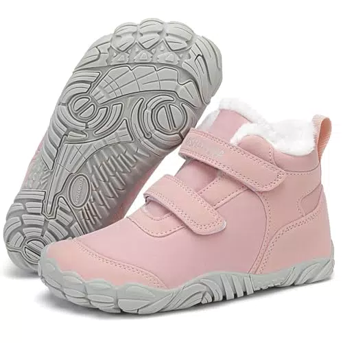 Mishansha Barfußschuhe Kinder Winterschuhe Mädchen mit Plüschfutter Rutschfest