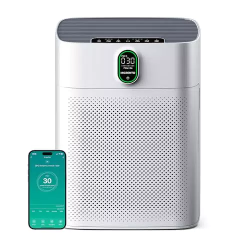 MORENTO Luftreiniger HEPA für Allergiker, CADR 300m³/h, Automodus, 24dB