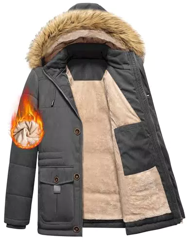 Nadeer Herren Winterjacke Sherpa Gefüttert mit Abnehmbarer Kapuze
