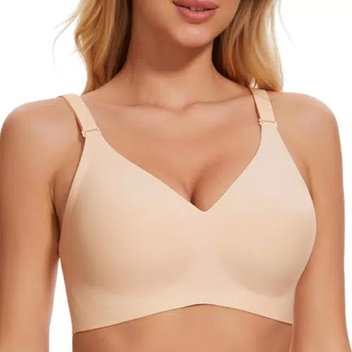 Vinfact Nahtloser BH Damen Bügelloser Push-Up BH mit starkem Halt und V-Ausschnitt