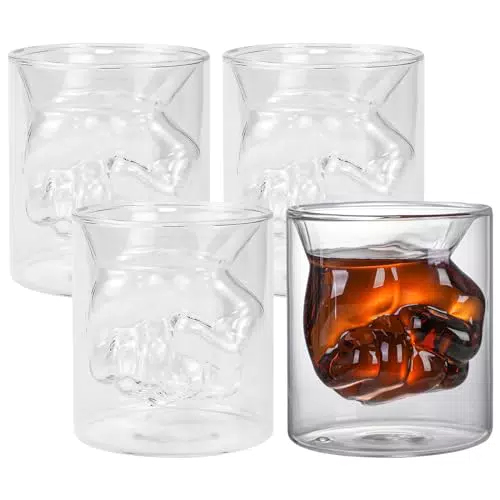Narosebe Schnapsgläser mit 3D-Relief-Faust-Form für Tequila und Whisky