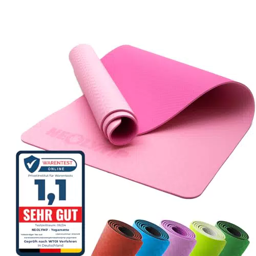 NEOLYMP Yogamatte rutschfest mit Tragegurt – umweltfreundliche Gymnastikmatte