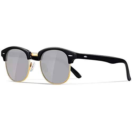 Occhsouo Polarisierte Halbrahmen Sonnenbrille Unisex Retro UV400 Schutz