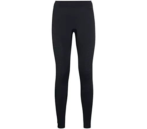 Odlo Damen PERFORMANCE WARM ECO Baselayer Leggings, Grey Melange - Black