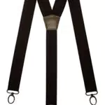Olata Extra Breite Herren Hosenträger Y-Form in Schwarz mit Farbigem Leder und Karabinerhaken 4 cm. Schwarz