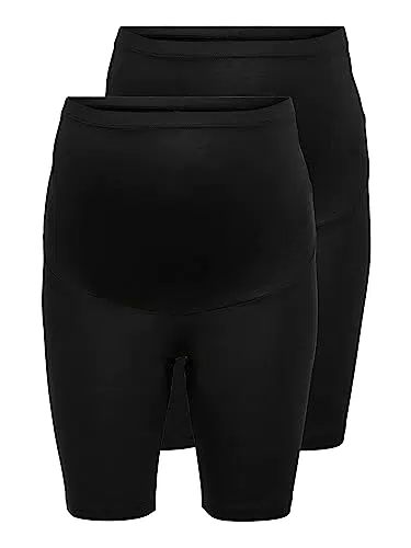 ONLY Damen Olmlovely Jrs Mat 2 Pack Noos Shorts, Black/Pack:black/Black