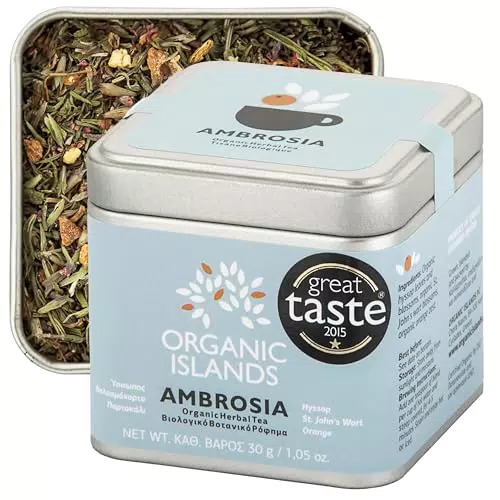Organic Islands Kräutertees - Ambrosia entkoffeinierter Tee mit Ysop, Johanniskraut und Orange
