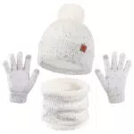 OZERO Wintermütze und Handschuhe Set mit Fleecefutter - Beanie Mütze für Kinder