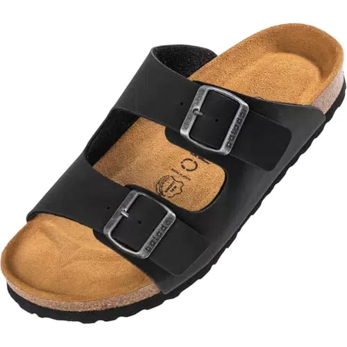 Palado Herren Pantoletten Korfu – Veloursleder, ergonomisches Weichfußbett
