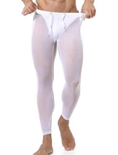 Panegy Herren Mesh Leggings Transparent Netz Hose mit Kordelzug für Clubwear