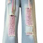 Panegy Mädchen Jeans Bootcut Ripped Retro Denim mit Elastischer Taille und Weitem Bein