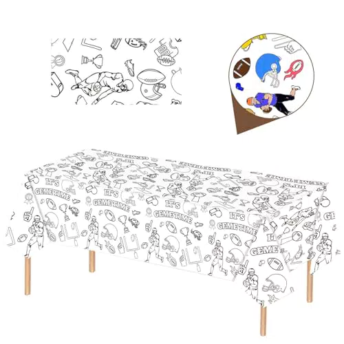 Papier Tischdecke Ausmalen für Kinder – Wasserdichte Rugby Partydekoration