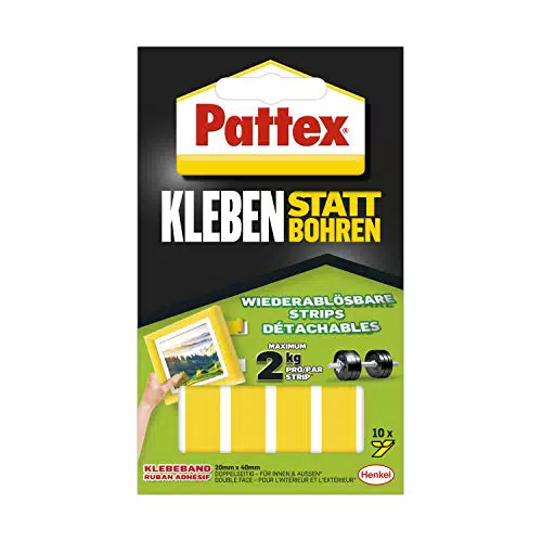 Pattex Klebe-Strips – Starkes doppelseitiges Klebeband für dauerhaftes Befestigen