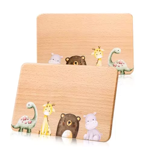 PBUSPU Frühstücksbrettchen mit Tier-Motiv – Individuelles Holzbrett für Kinder