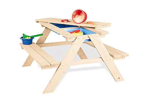 PINOLINO Kindersitzgarnitur Matsch-Nicki mit abnehmbarer Arbeitsplatte aus Holz