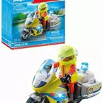 PLAYMOBIL Notarzt-Motorrad 71205 mit Blinklicht – Spielzeug für Kinder ab 4 Jahren