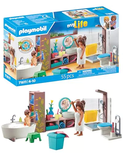 PLAYMOBIL MyLife Badezimmer Spielzeug für Kinder ab 4 Jahren, nachhaltig gestaltet