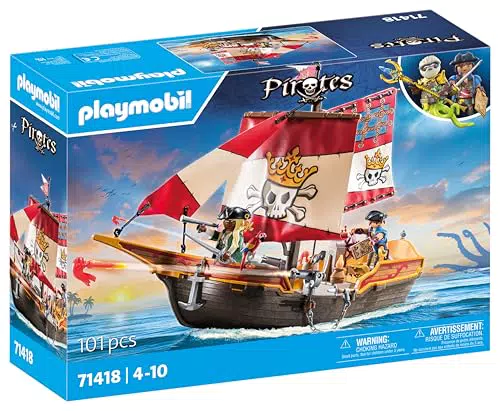 PLAYMOBIL Piratenschiff 71418 – Abenteuer auf hoher See für Kinder ab 4 Jahren