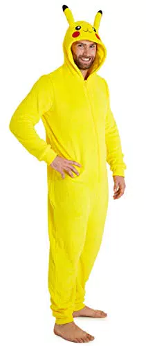 Pokémon Jumpsuit Herren, Pikachu Onesie für Halloween und Kuschelanzug