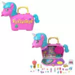 Polly Pocket Unicorn Partyland-Spielset mit Tieren und Überraschungs-Accessoires