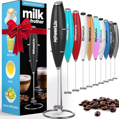 PowerLix Milchaufschäumer Stab, Milchschäumer Elektrisch - mit Edelstahlständer 15-20s