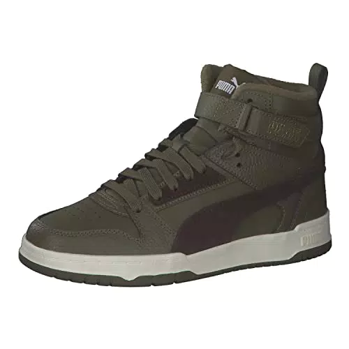 PUMA RBD Game WTR Jr Sneaker, Deep Olive-Dark Chocolate Team Gold