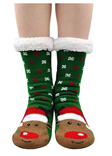 PUTUO Damen Stoppersocken mit Anti-Rutsch-Sohle, flauschige Thermo-Socken