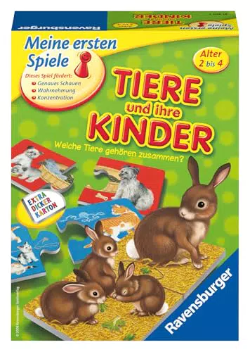 Ravensburger 21403 - Tiere und ihre Kinder, Kinderspiel für 1-4 Spieler ab 2 Jahren