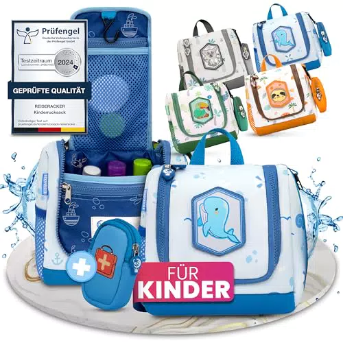 REISERACKER Kulturbeutel für Kinder - Aufhängbare Kulturtasche für Jungen und Mädchen