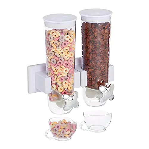 Relaxdays Müslispender doppelt, Wandmontage für Müsli und Cereali