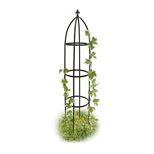 Relaxdays Rankhilfe Obelisk Metall 190 cm – Witterungsbeständige Ranksäule für Kletterpflanzen