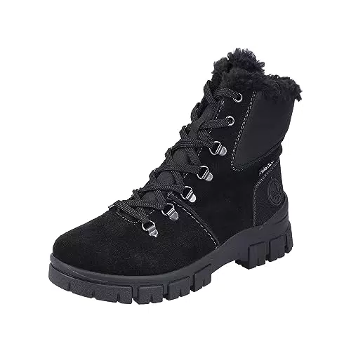 Rieker Damen Z1010 Schnürstiefel, Schwarz