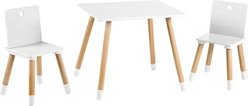 roba Kindersitzgruppe aus Holz - Kindermöbel Set aus 2 Kinderstühlen & 1 Tisch - Kindertisch Set für Kinderzimmer von Jungen & Mädchen - Grau / Natur