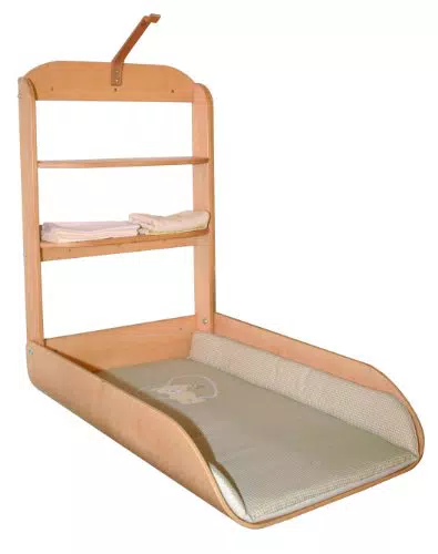 Liebhabär Wandwickeltisch - Klappbares Wickelregal aus gebogenem Holz mit Bärenmotiv