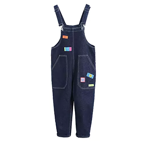 Rolanko Mädchen Jeans Latzhose Jumpsuit mit Verstellbaren Hosenträgern