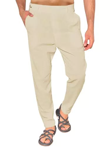 Runcati Herren Lang Hosen - Leichte Loose Fit Baumwoll Freizeithosen mit Taschen