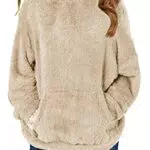 Runcati Kapuzenpullover Mädchen Fuzzy Teddy Fleece Sweatshirt mit Taschen