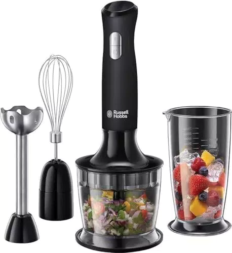 Russell Hobbs Stabmixer 3-in-1 mit Pürierstab, Zerkleinerer und Mixeraufsatz