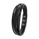 s.Oliver Armband Edelstahl Leder Herren Armschmuck, 20+1