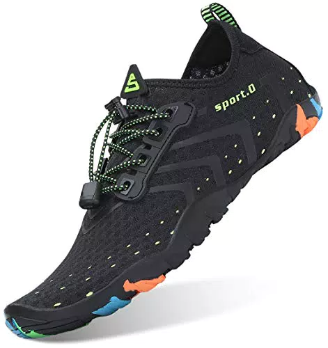 SAGUARO Kinder Badeschuhe Damen Aquaschuhe Mädchen Schwimmschuhe Sommer Jungen Barfuß Schuhe Wasserschuhe rutschfeste Strandschuhe Schwarz