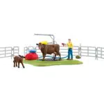 Schleich Kuh Waschstation Spielset für Kinder ab 3 Jahren - FARM WORLD