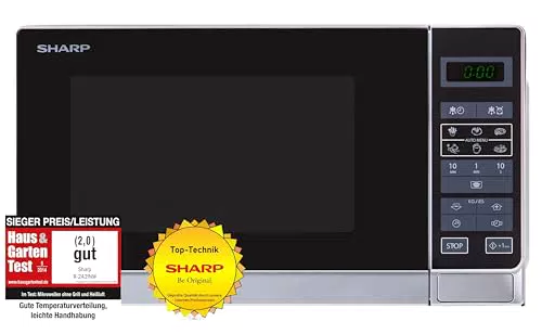 Sharp R242INW Solo-Mikrowelle 20L, 800W, 5 Leistungsstufen, 8 Automatikprogramme