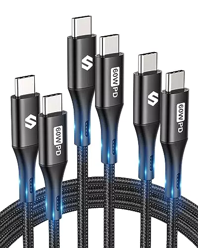 Silkland USB C Kabel 60W 20V/3A PD 3.0 für iPhone 16/15 Pro Max, Samsung Galaxy S25