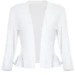SIMIYA Damen Strickjacke Rüschensaum Kurze Bolero 3/4 Ärmel Cardigan Elegant