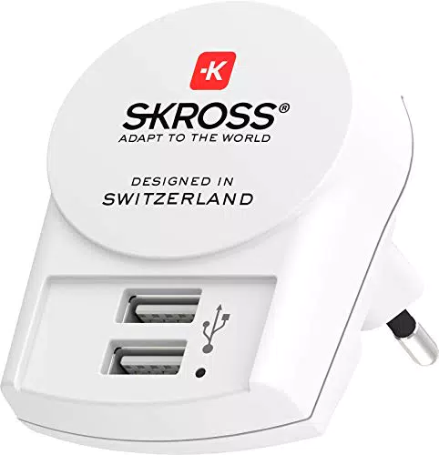 SKROSS USB Ladegerät 2 Ports für Europa und Reisen, 5V 2.4A, Modell 1.302421